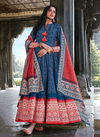 Denim Colour Latest Fancy Designer Festive Party Wear Killer Silk With Digital Print Anarkali Salwar Suit Collection 1077